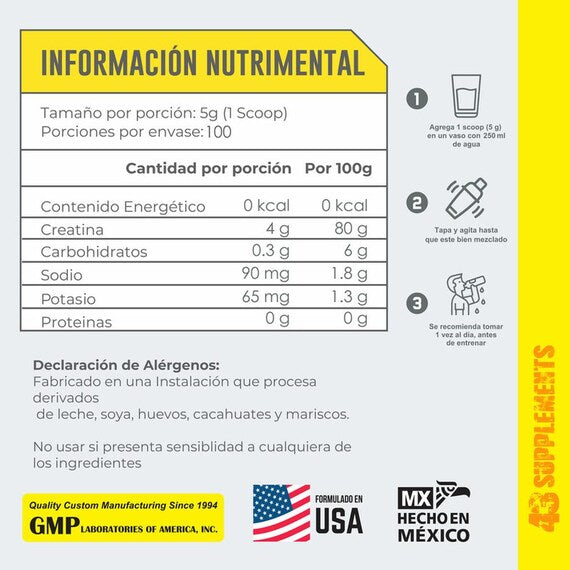CREATINA 500gr - 43 SUPPLEMENTS