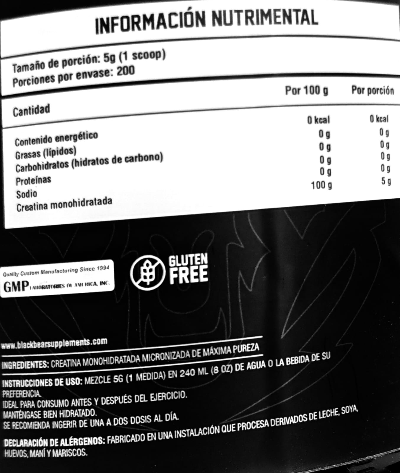 CREATINA 1KG - BLACKBEAR