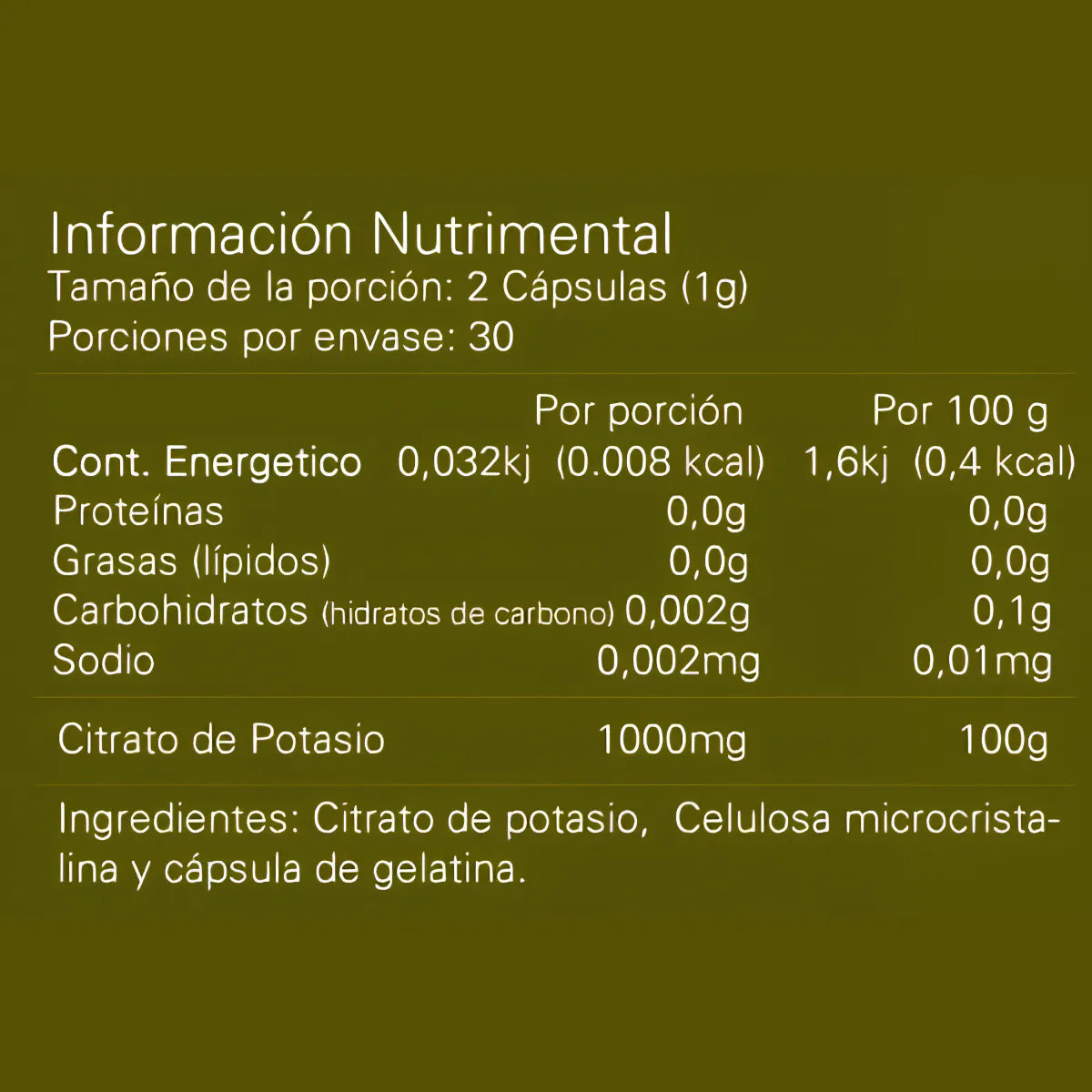 CITRATO DE POTASIO 60CAPS 500MG - ALPHA NUTR