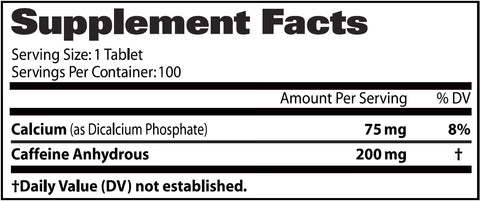 CAFFEINE 100TABS 200MG- GAT