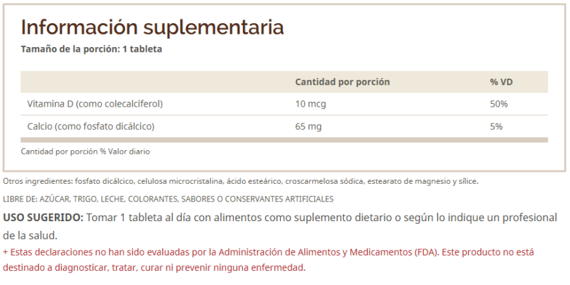 VITAMINA D3 2000UI -100CAPS - Imagen 2