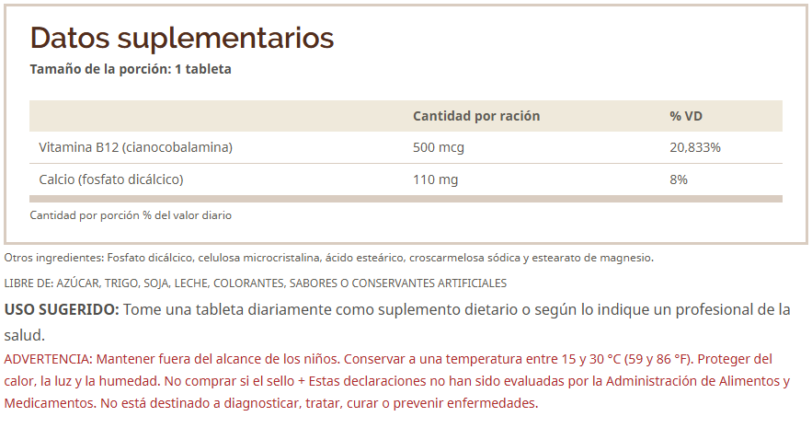 VITAMIN B12 1GRM 100CAPS - Imagen 2