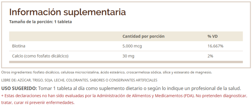 BIOTIN 5000MCG 60CAPS - Imagen 2