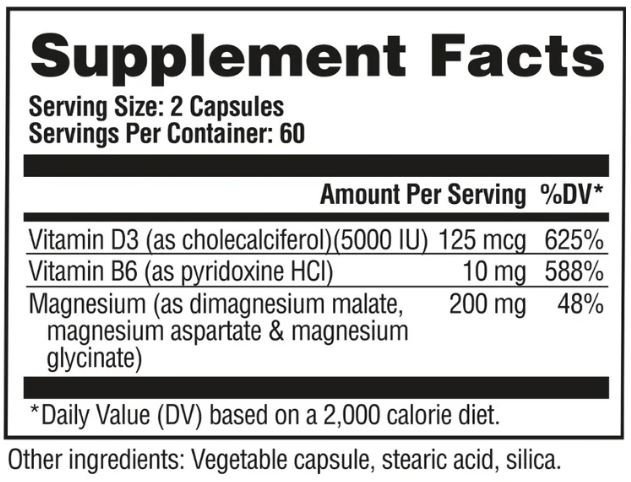 MAGNESIUM+D3+B6 PRO 200MG 120CAPS - Imagen 2
